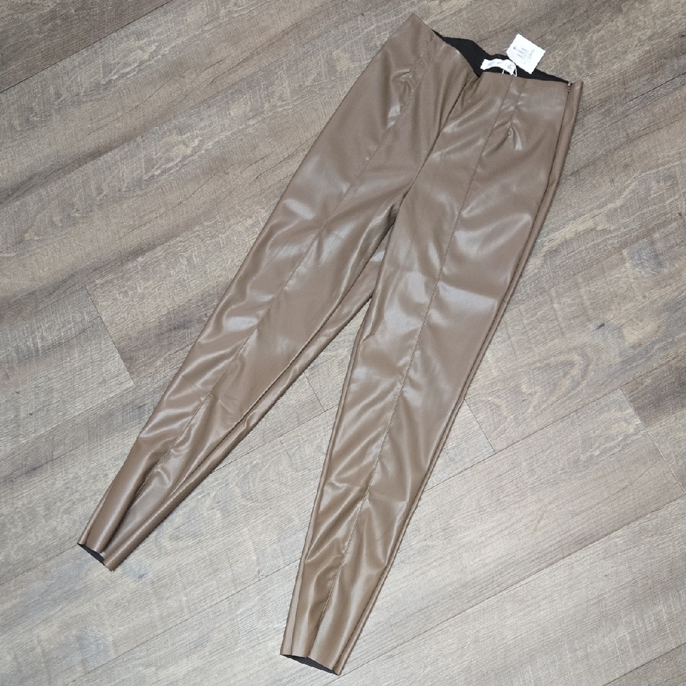 Active USA Brown Pleather Skinny Pants